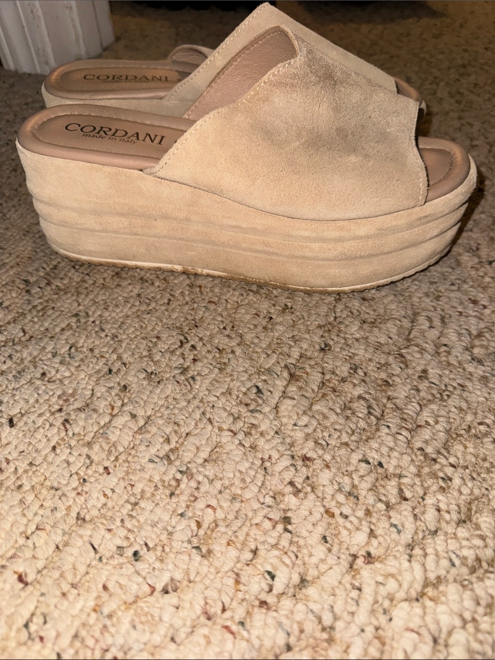 Cordani Beige Suede Open-Toe Slide Mules - Picture 2 of 2